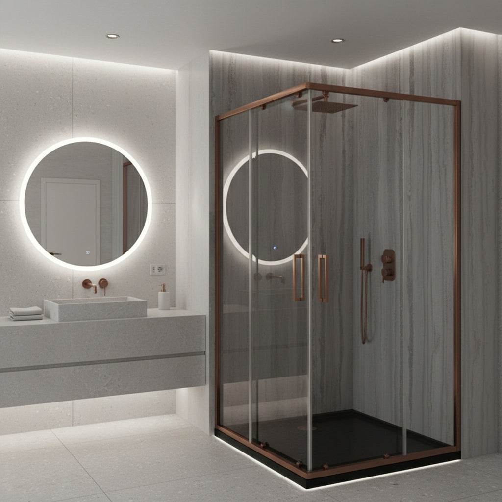 Sprchový kout REA City 80x100 Brush Copper Se sprchovou vaničkou Savoy black 7