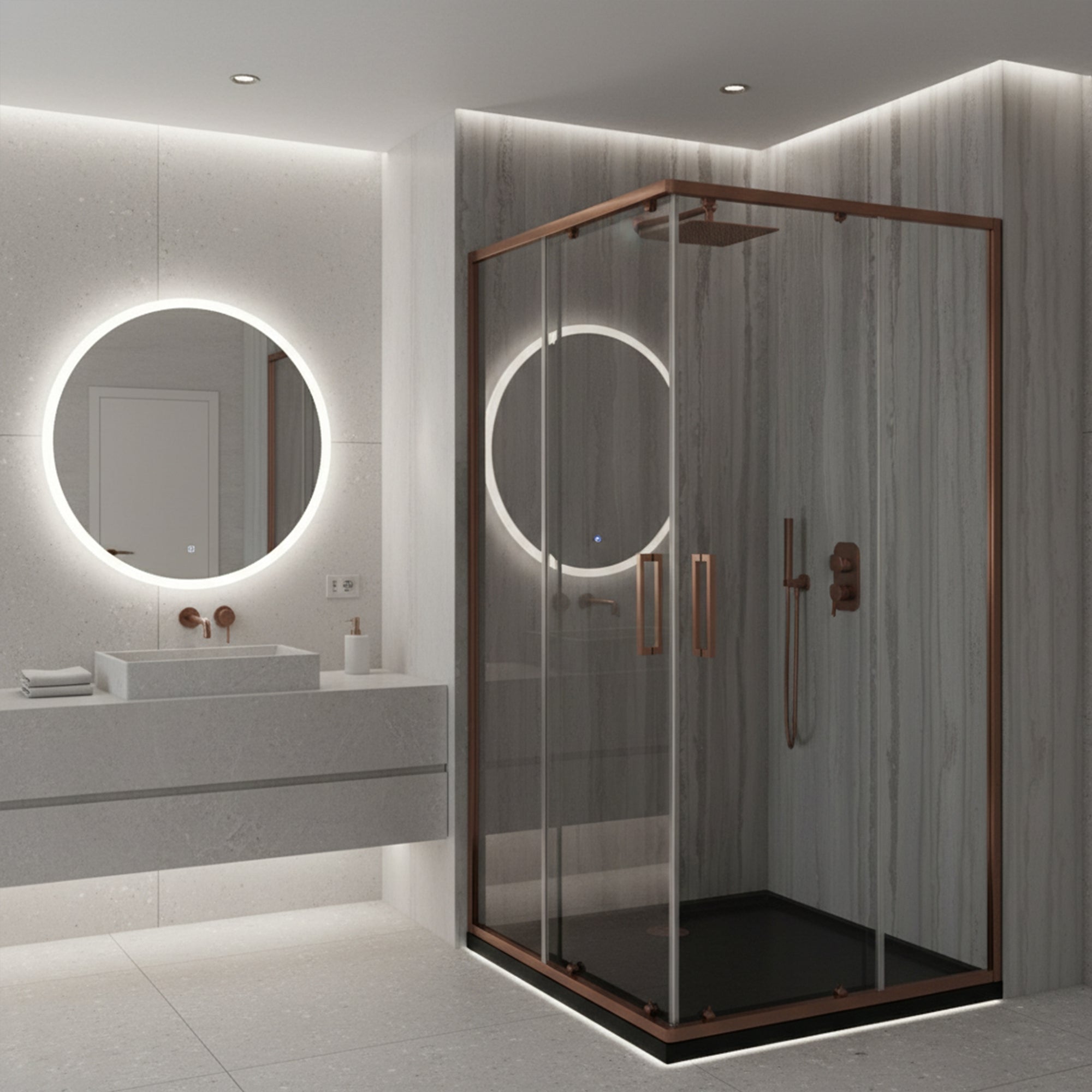 Sprchový kout REA City 80x100 Brush Copper Se sprchovou vaničkou Savoy black 7