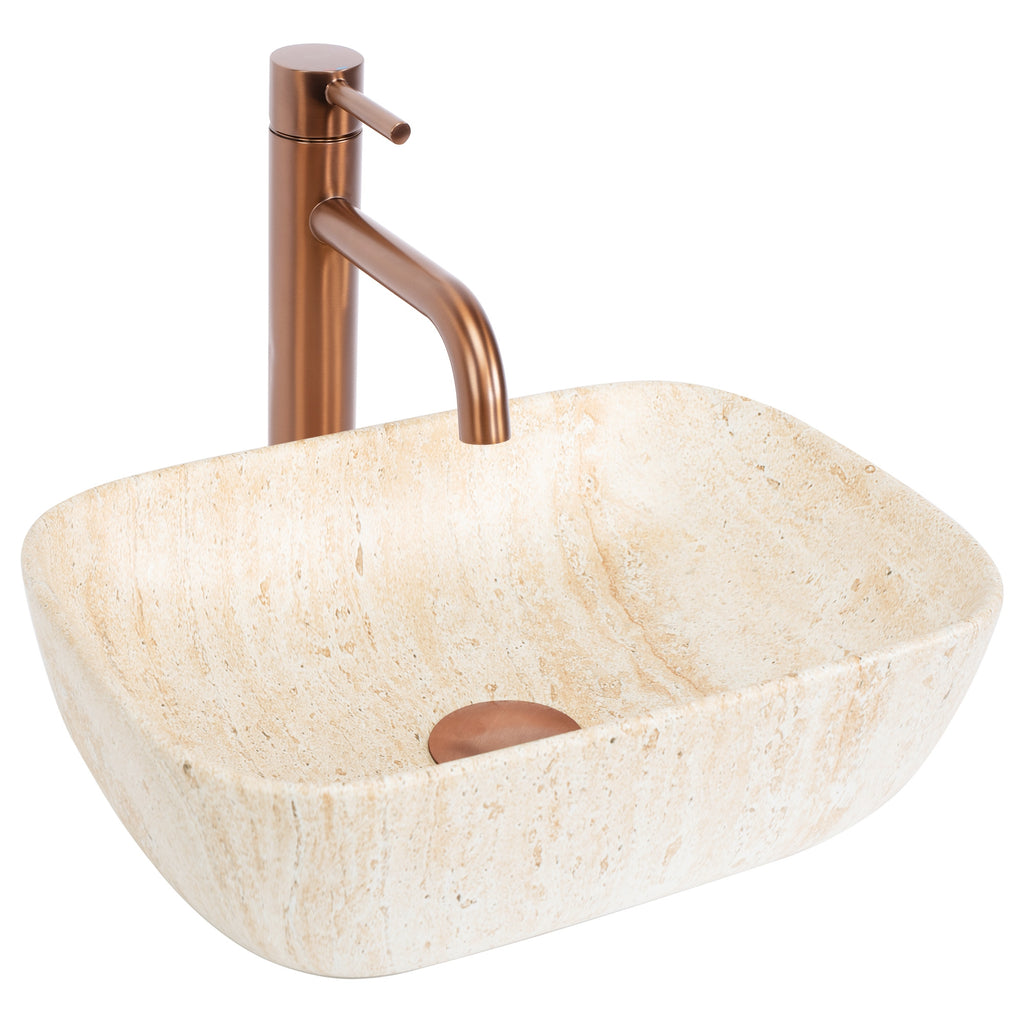 Umyvadlo na desku REA BELINDA MINI TRAVERTINE MATT  5