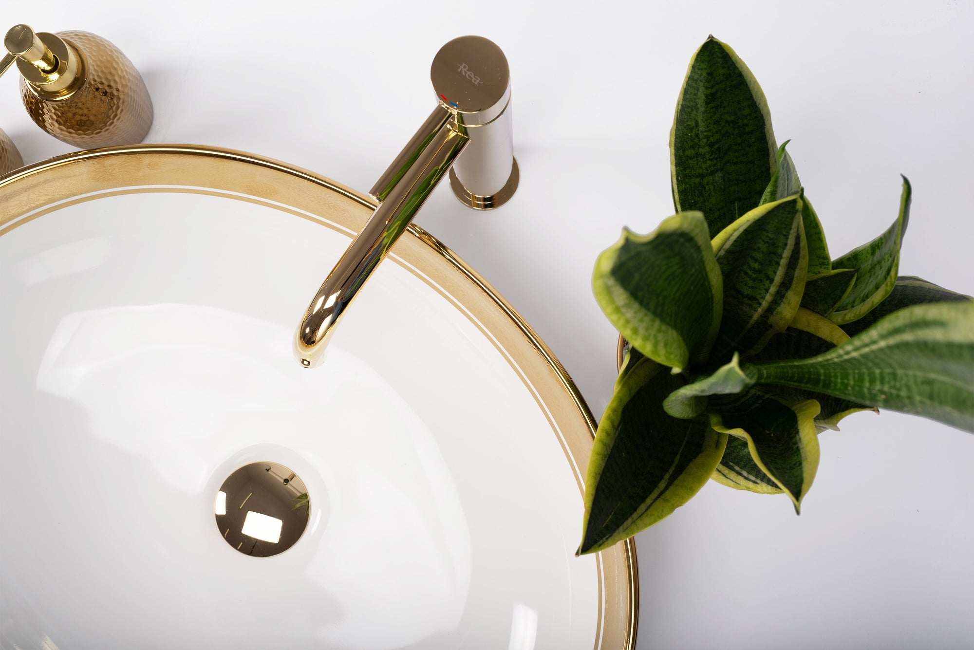 Umyvadlo na desku Rea Margot White/Gold  3