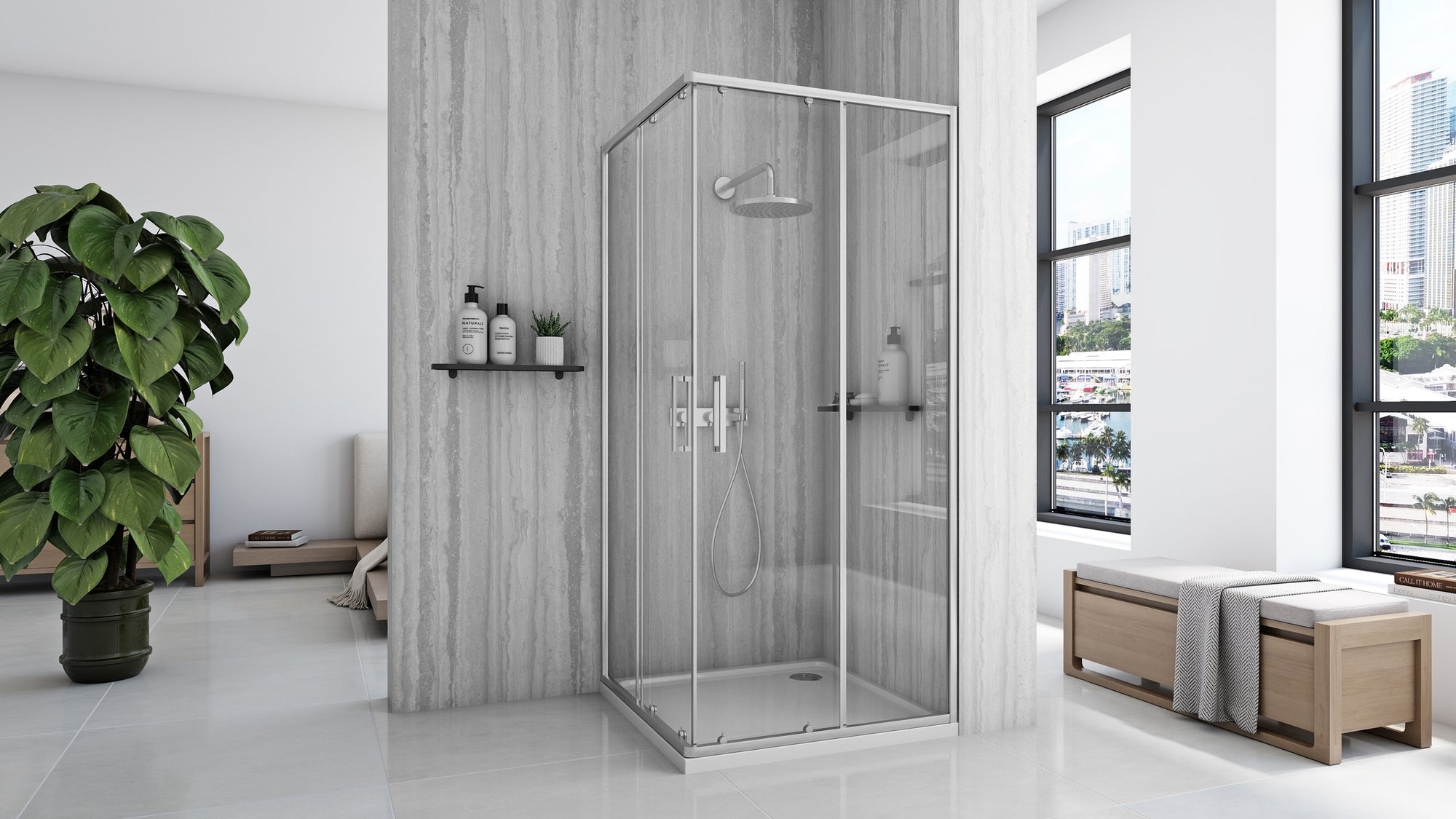 Sprchový kout REA City 90x90 Nickel Brush Se sprchovou vaničkou Savoy 4
