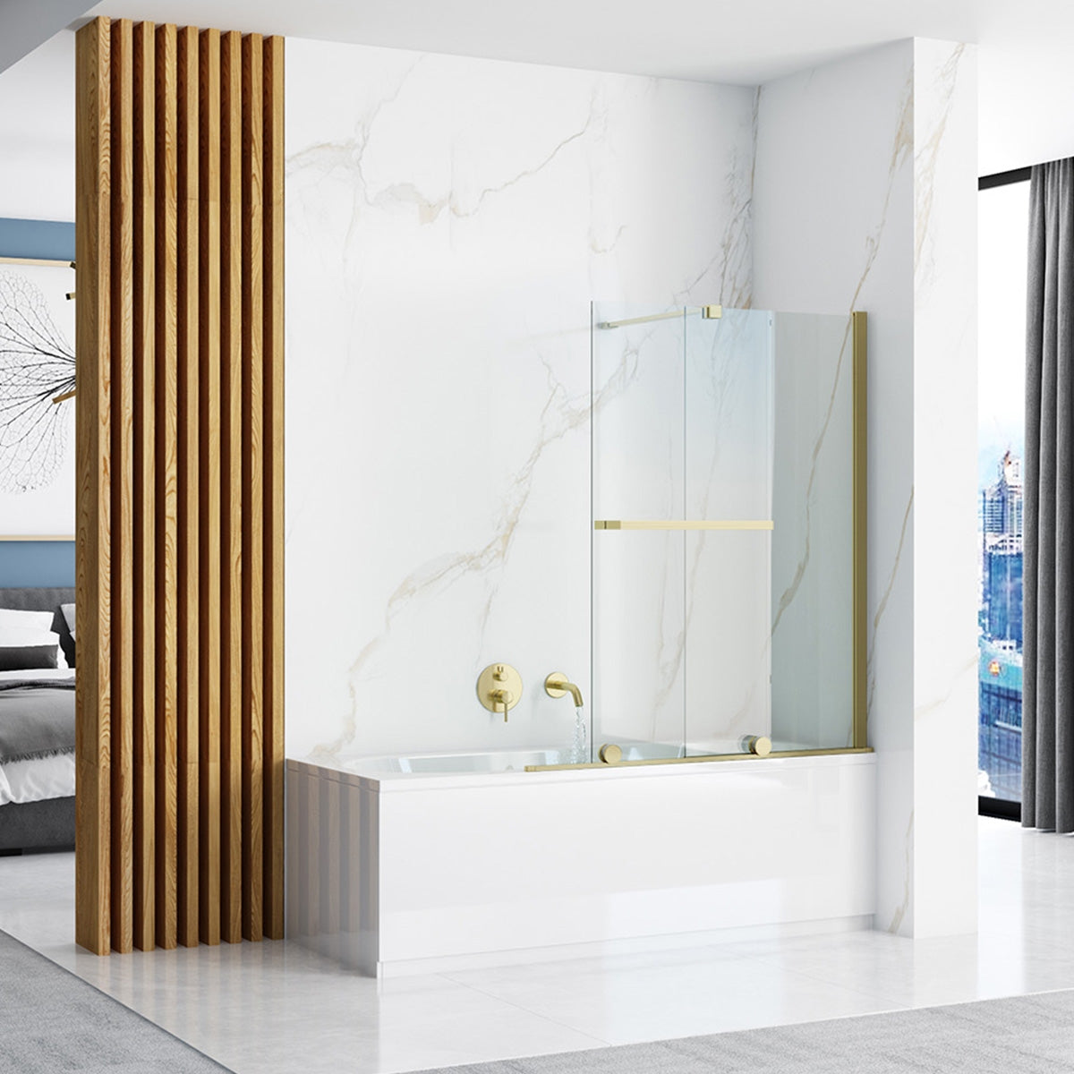 Paravan vanový Rea Fabian Gold Brush 100  2