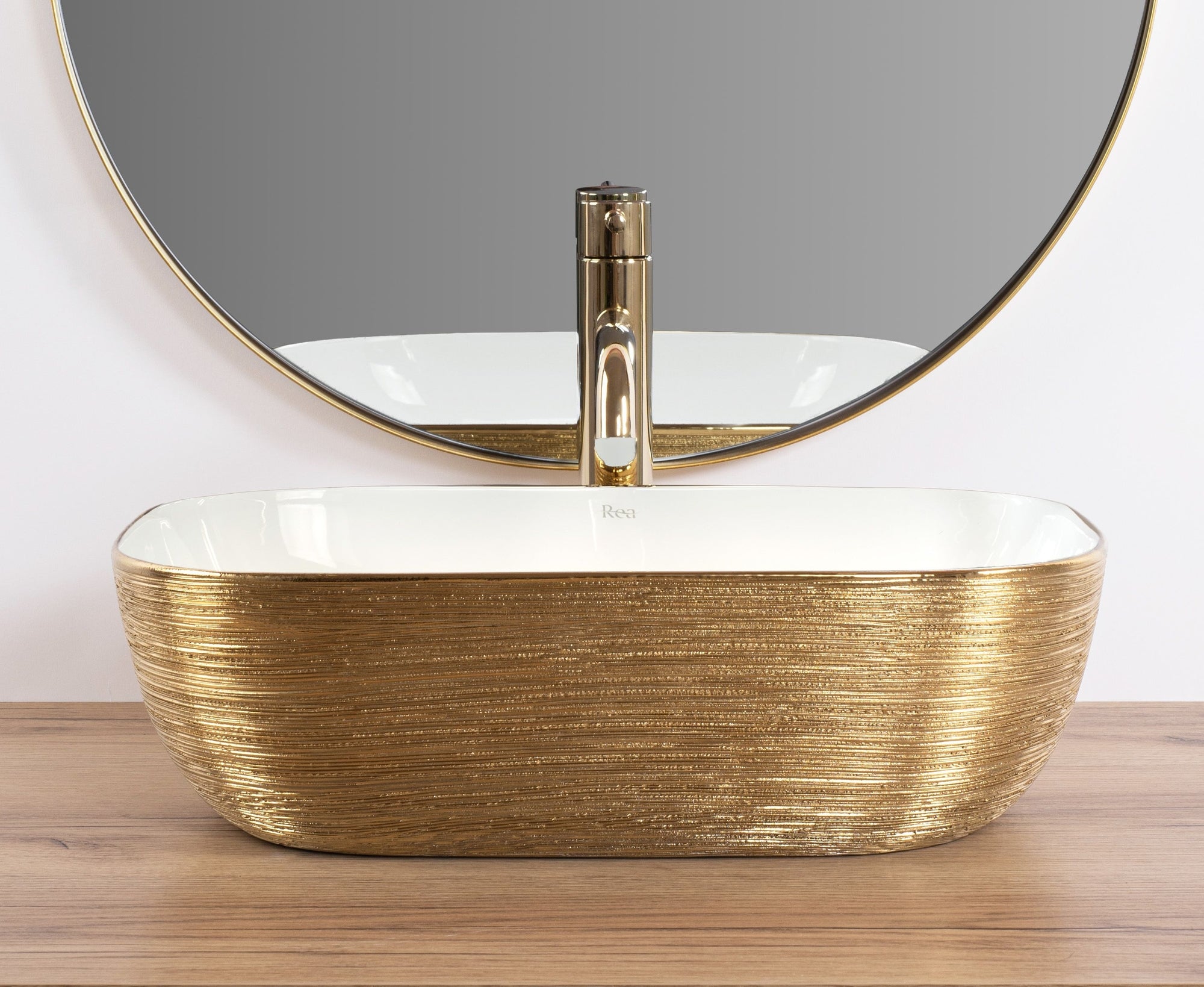 Umyvadlo na desku Rea Belinda White GOLD BRUSH  5