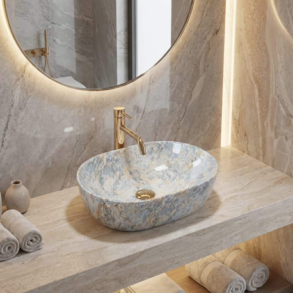 Umyvadlo na desku REA Amelia Ruststone 48  2