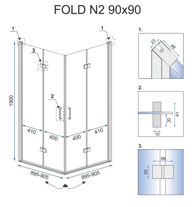 Skladací sprchový kout REA FOLD N2 80 x 80 cm 7