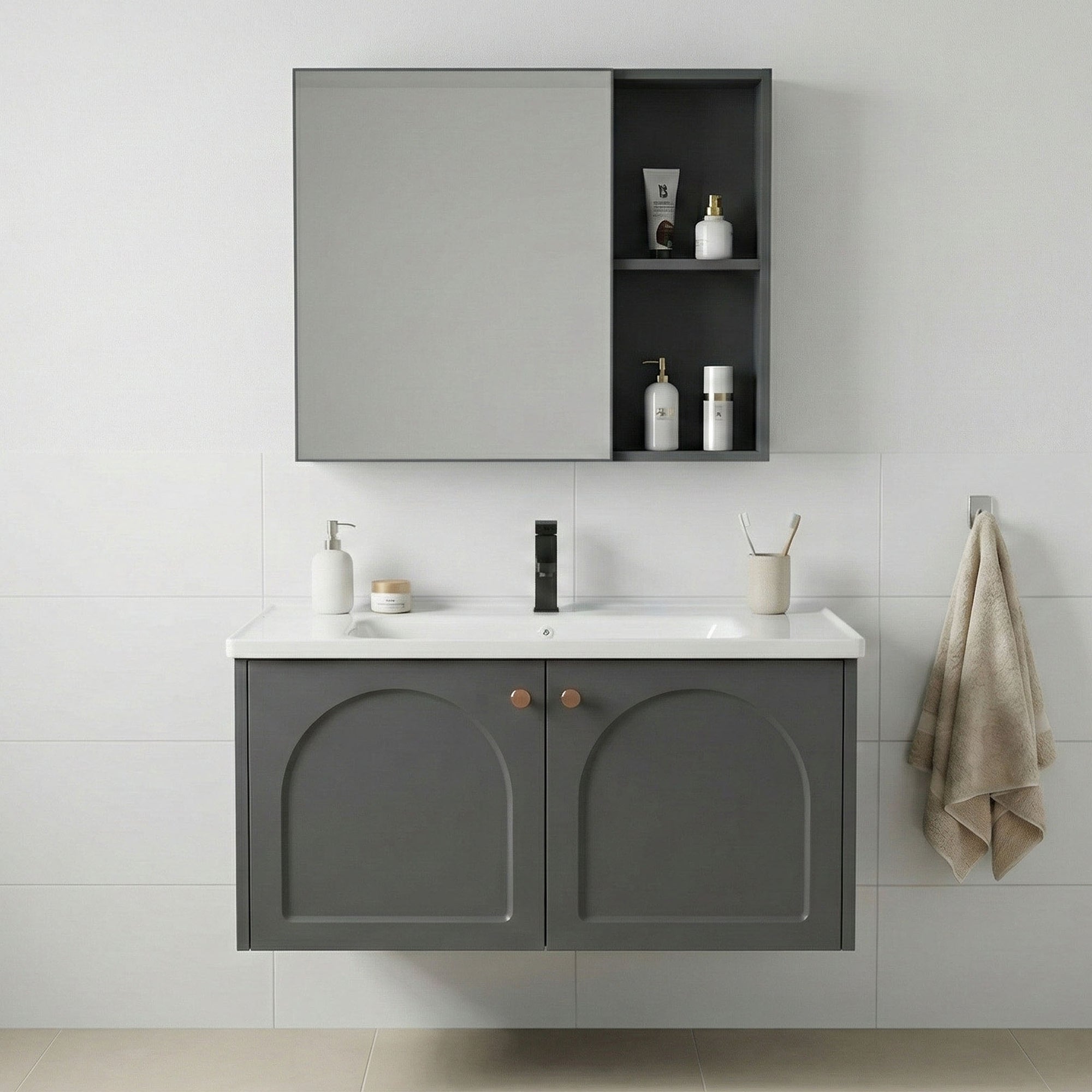 Sada koupelnového nábytku s umyvadlem Denver 80cm Grey  1
