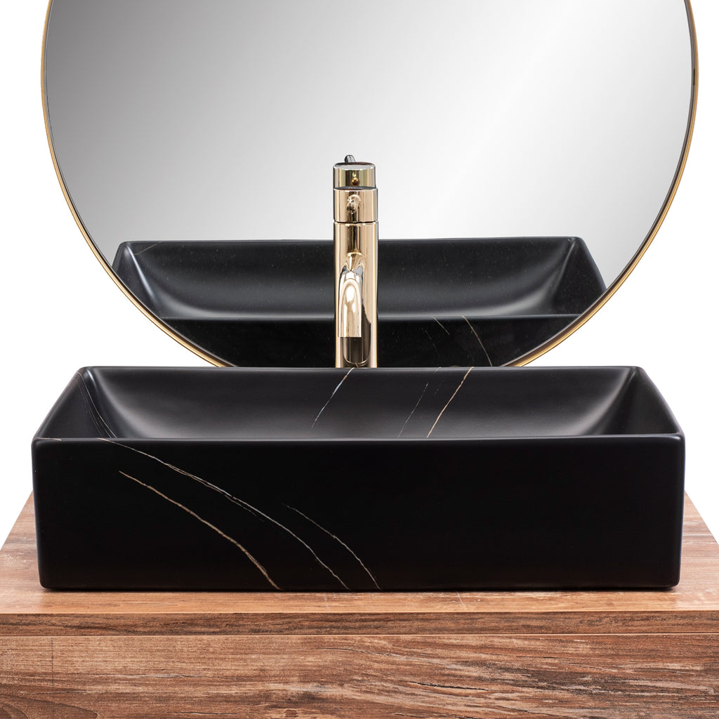 Umyvadlo na desku REA Inga Black Marble Mat  6