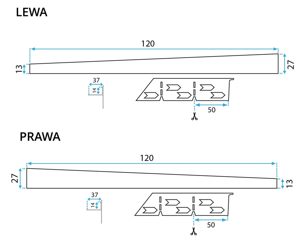 Sprchový odtokový pásek 120 cm broušený nikl vlevo 10