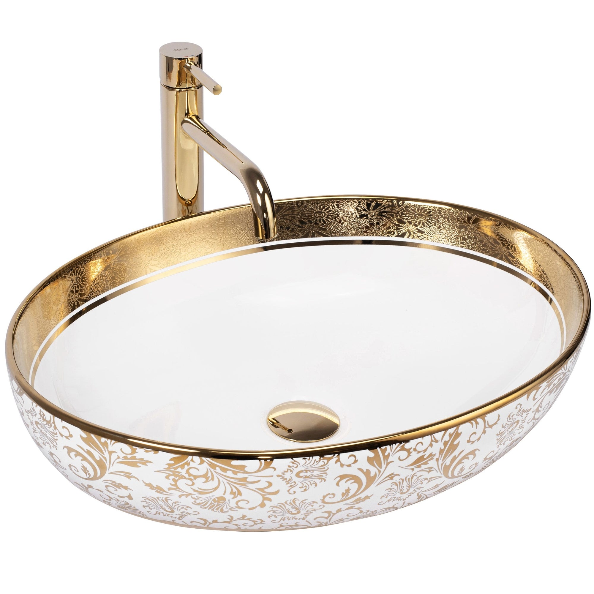 Umyvadlo na desku Rea Margot White/Gold  6