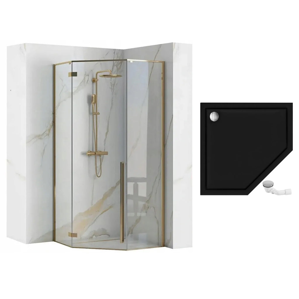 Sprchový kout REA DIAMOND 90x90 - zlatá Bez sprchové vaničky 10
