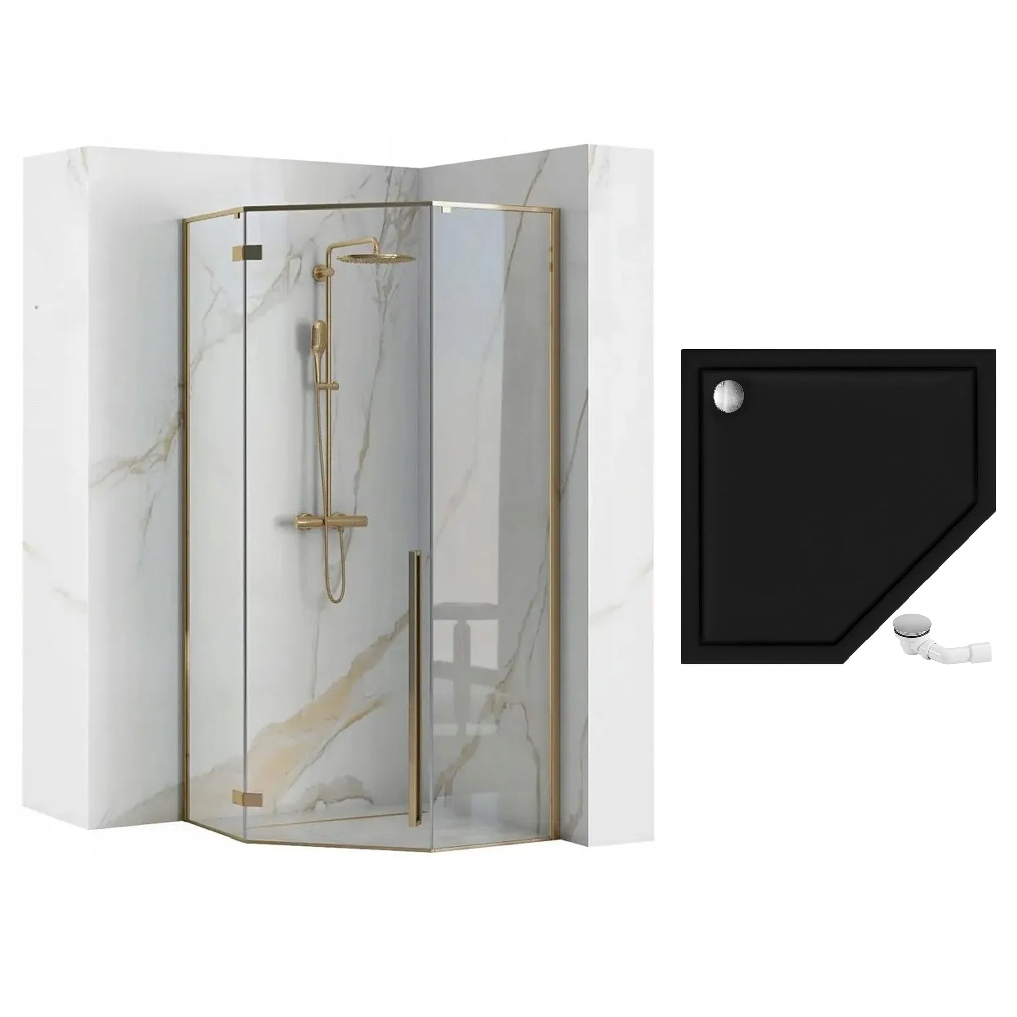 Sprchový kout REA DIAMOND 90x90 - zlatá Bez sprchové vaničky 10