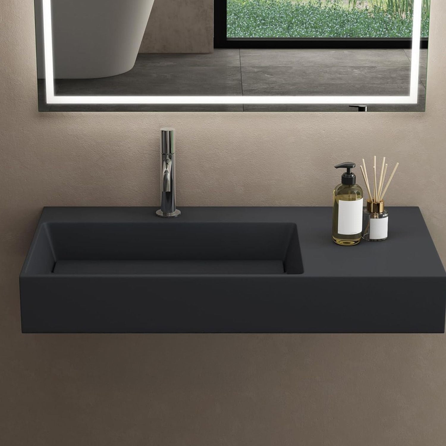 Umyvadlo REA  Archi 75 CM Grey MATT na desku - konglomerát  6