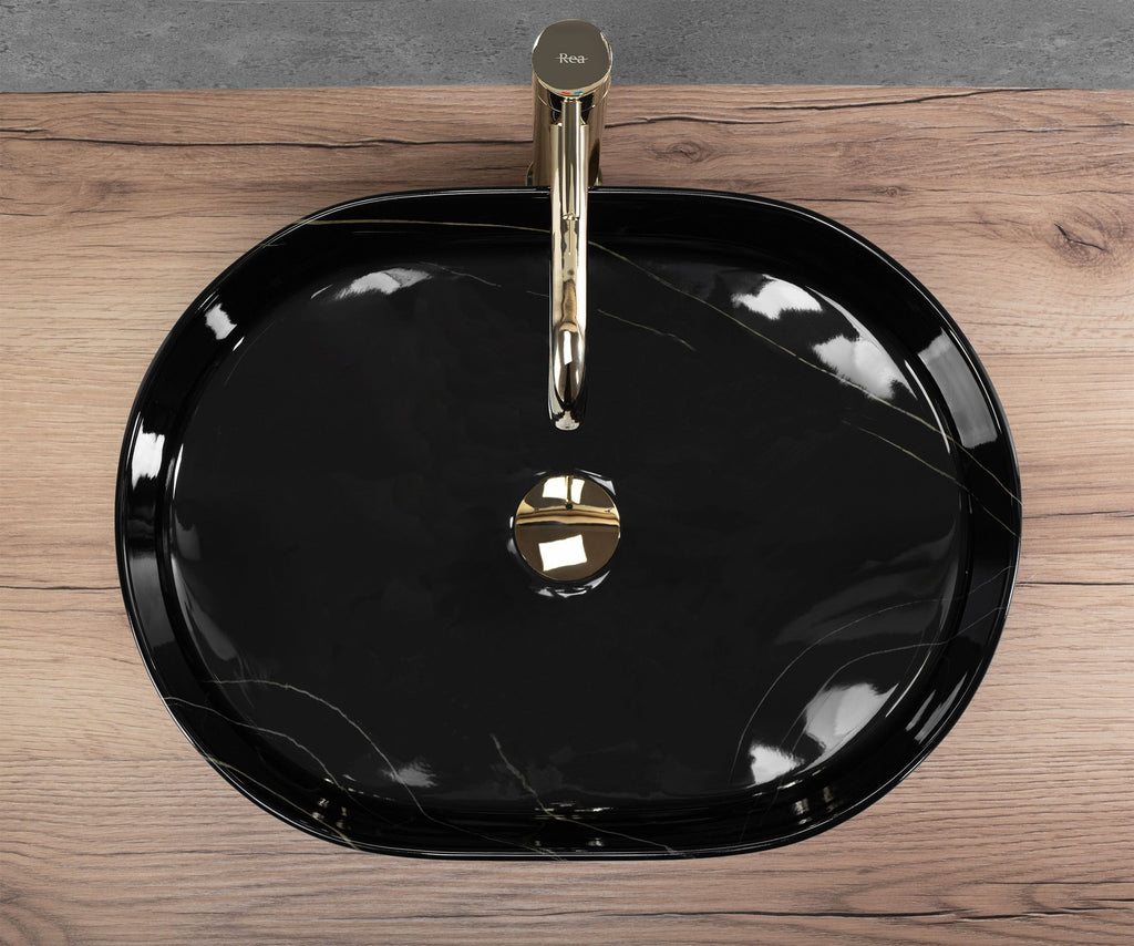 Umyvadlo na desku REA Nadia 50 Black Stone  6