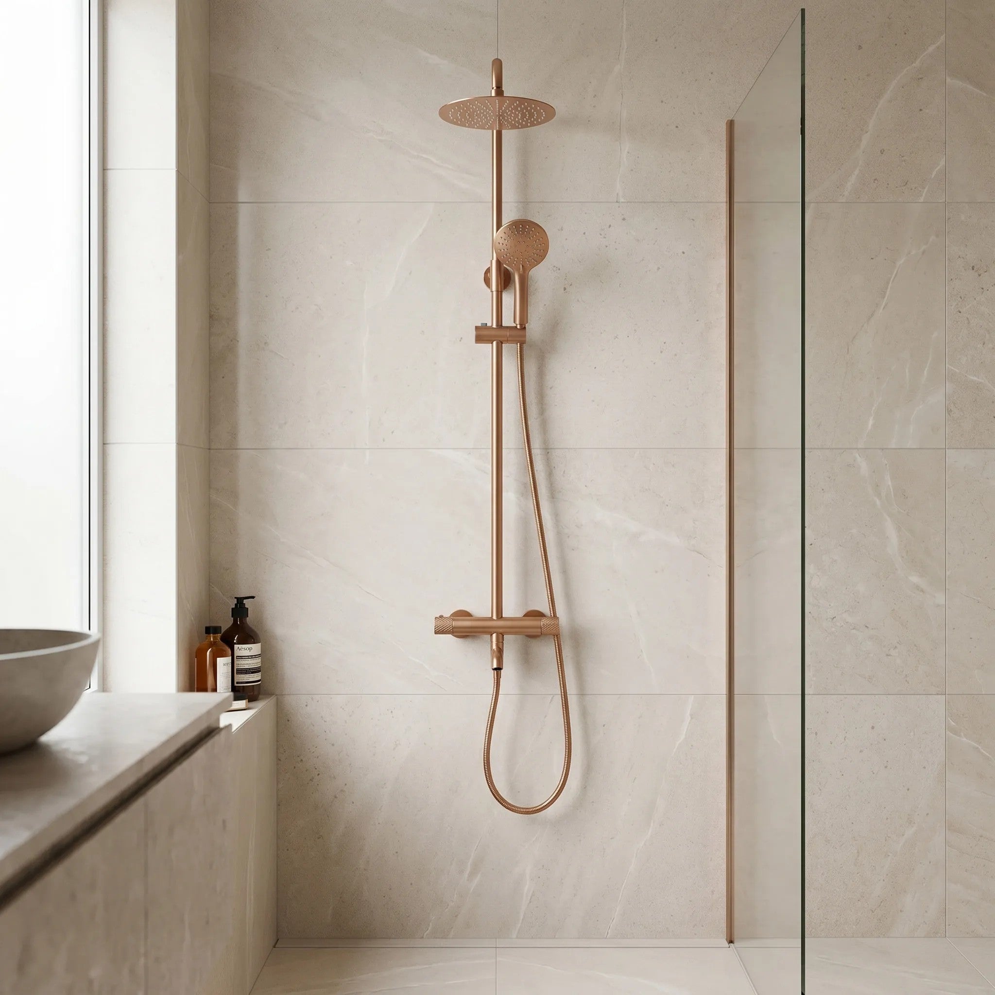 Sprchová sada s termostatem REA LUNGO Diamond - Copper Brush  10