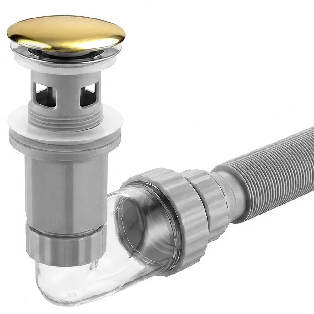 Umyvadlový sifon s univerzální výpustí click-clack REA Flow Gold  10