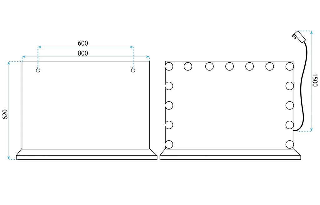Zrcadlo LED HOLLYWOOD Black 80x60  10