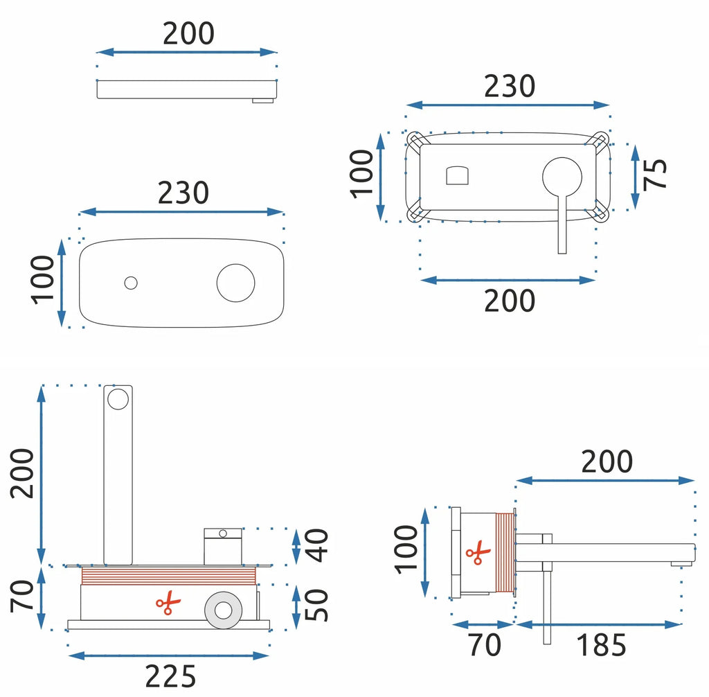Podomítková vanová baterie REA OVAL - zlatá + BOX  7