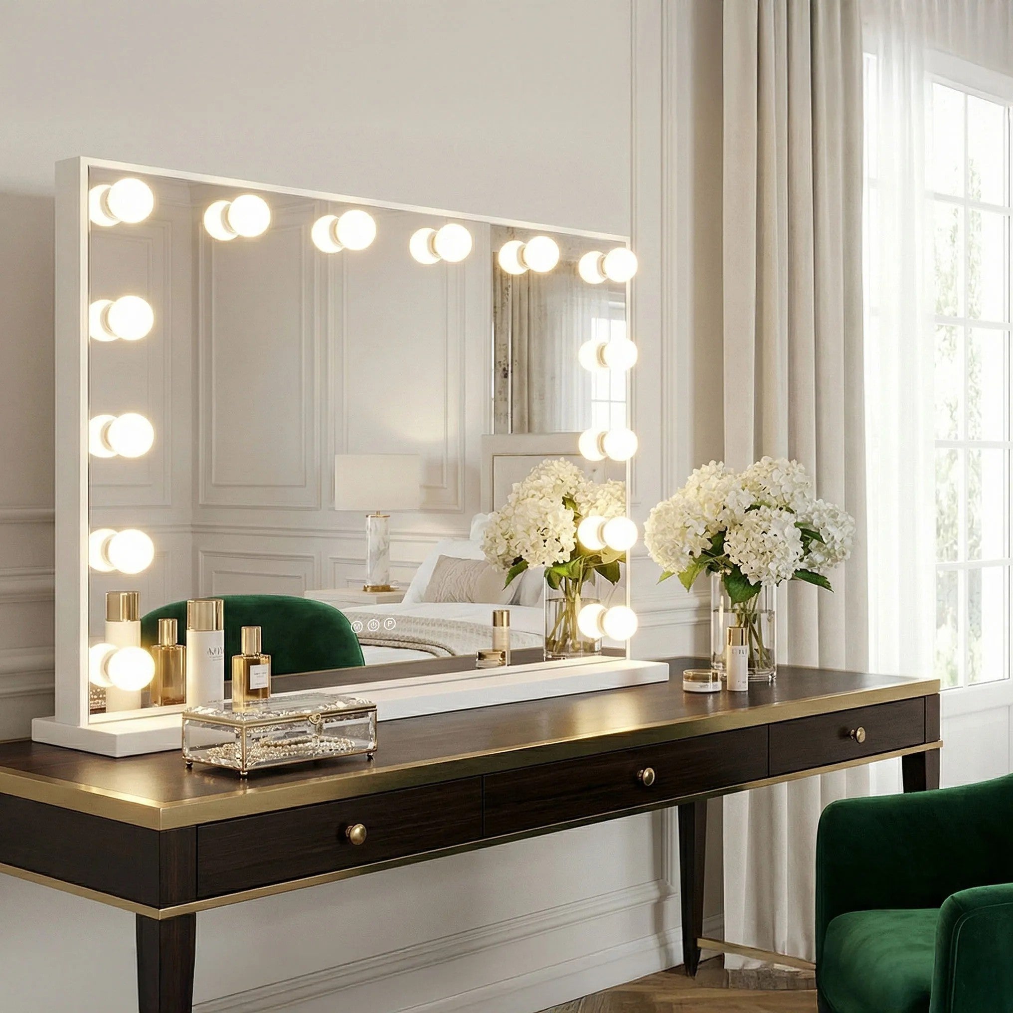 Zrcadlo LED HOLLYWOOD White 80x60  11