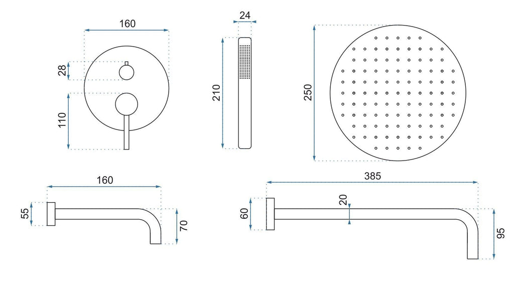 Podomítková koupelnová sada REA LUNGO Copper Brush + BOX  9