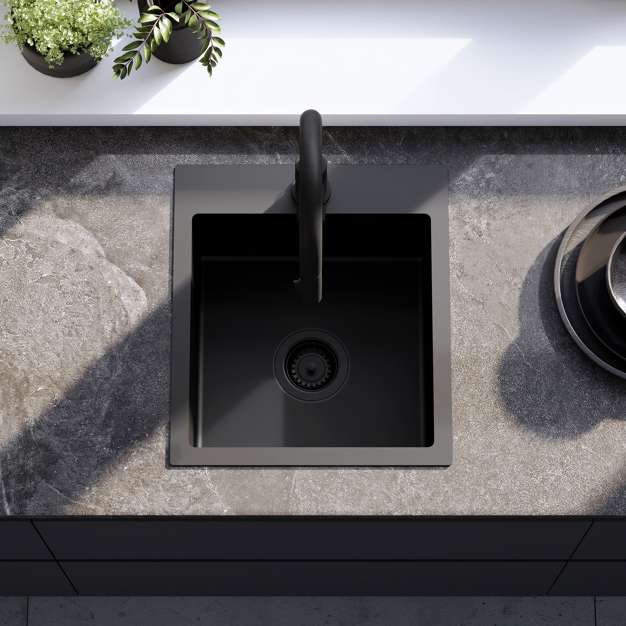 Ocelový dřez Leo 40 Black bez kuchyňské baterie 4
