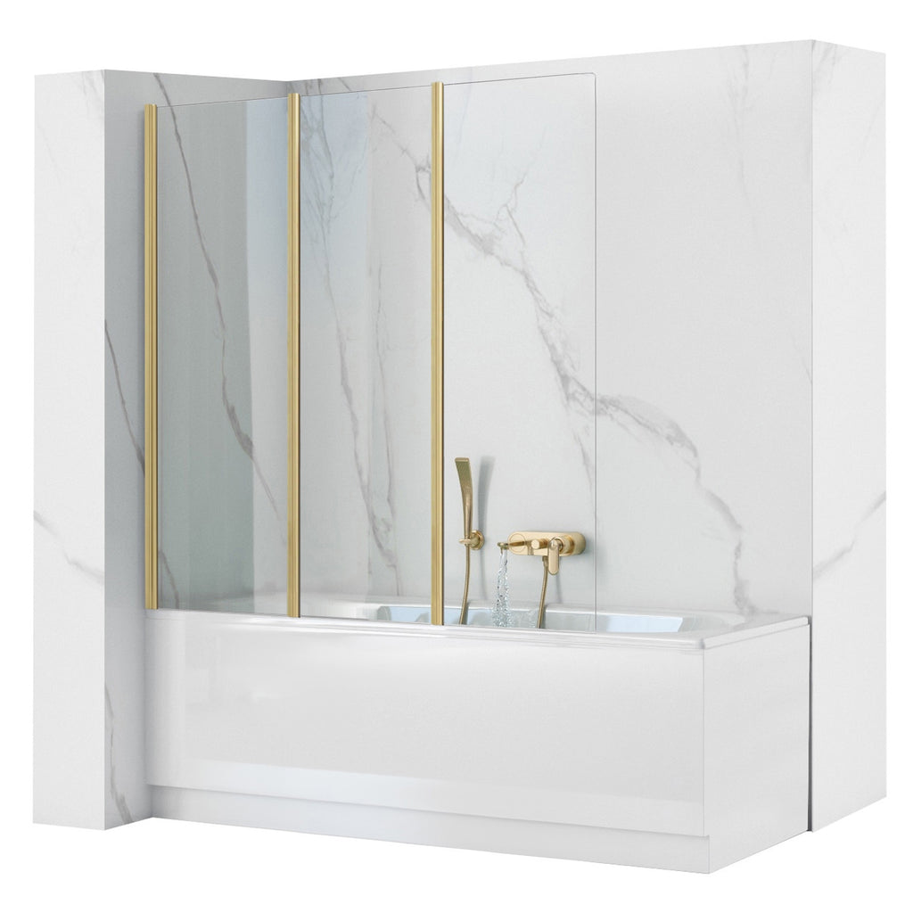 Skládací vanová zástěna REA Agat-3 120 BRUSH GOLD  1