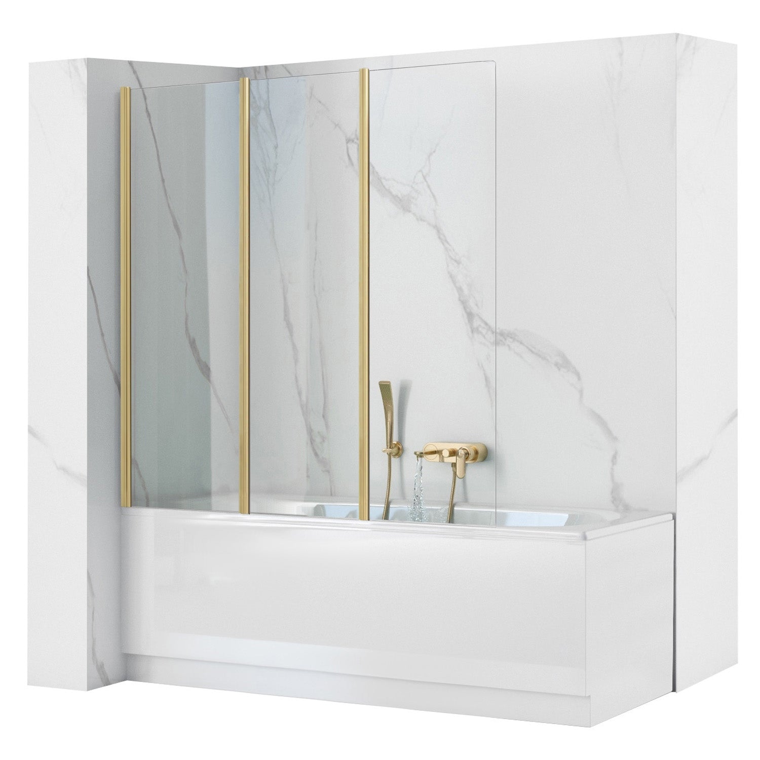 Skládací vanová zástěna REA Agat-3 120 BRUSH GOLD  1