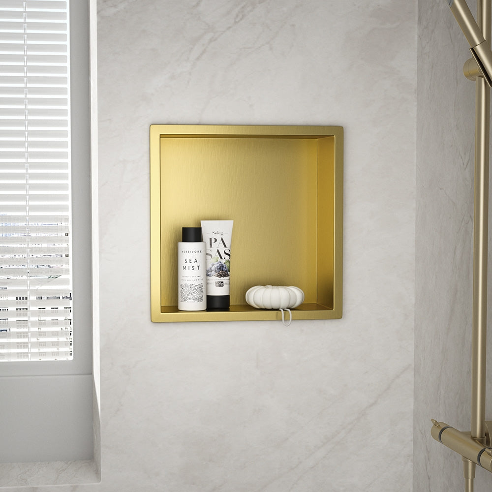 bathroom shelf 30x30 gold brush  2