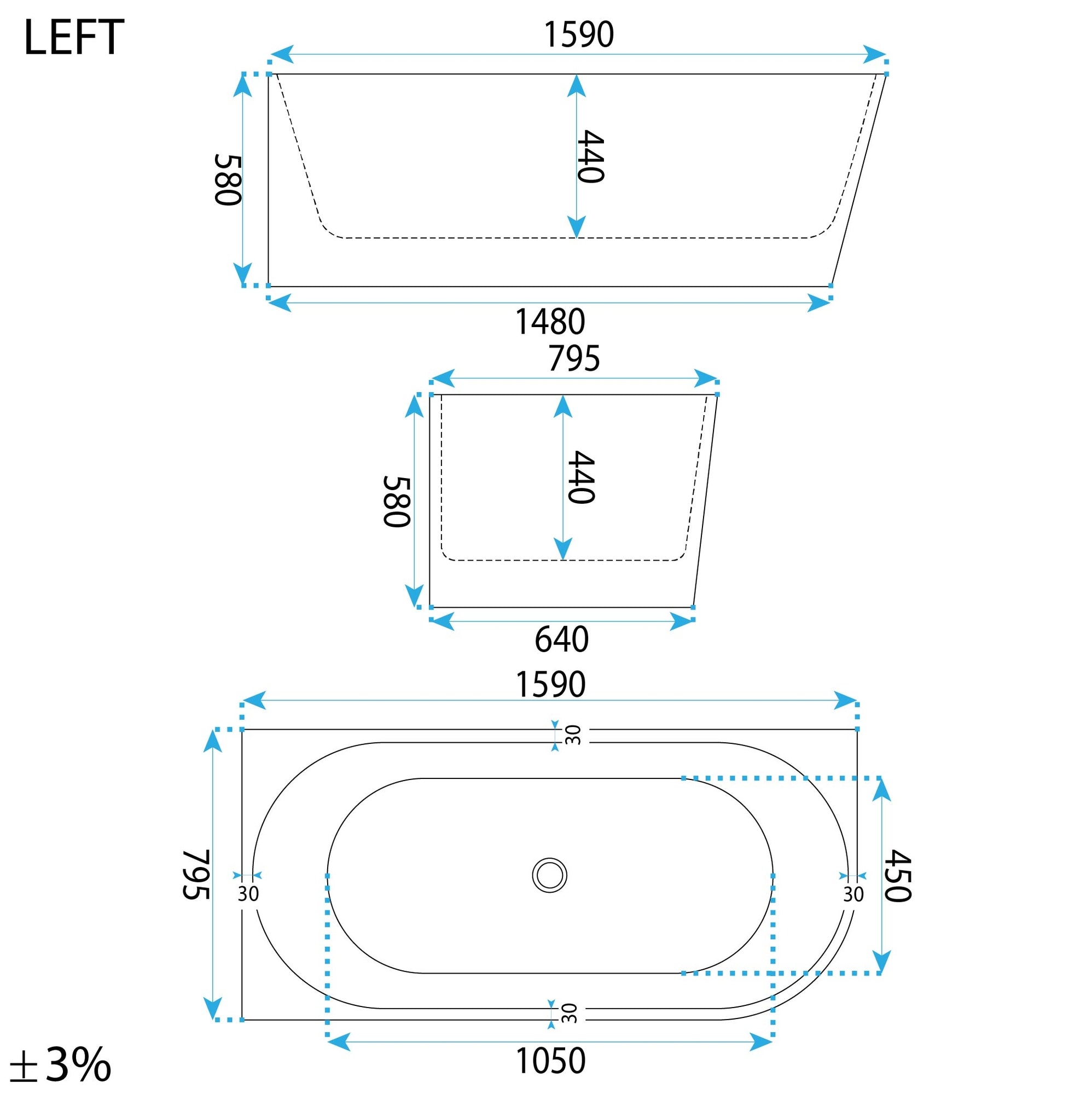Rohová akrylová vana SYDNEY BELLANTO LEFT 160cm  4