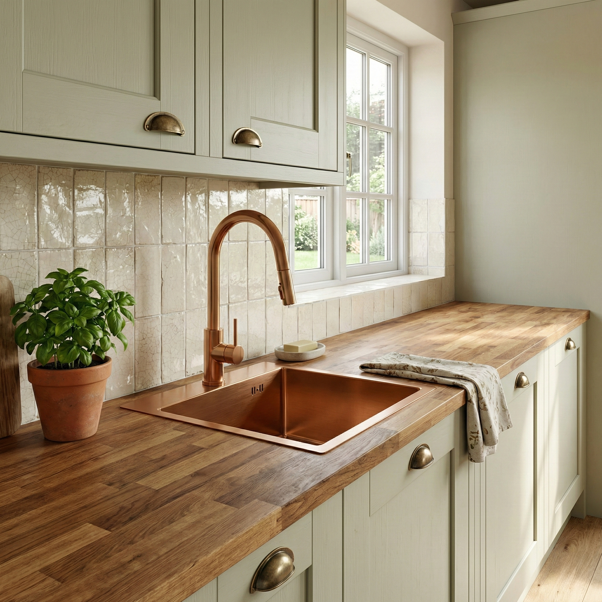 Ocelový dřez Leo 40 BRUSH COPPER bez kuchyňské baterie 1