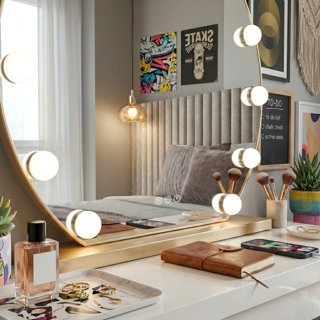 Zrcadlo LED HOLLYWOOD L. Gold 50 cm  3