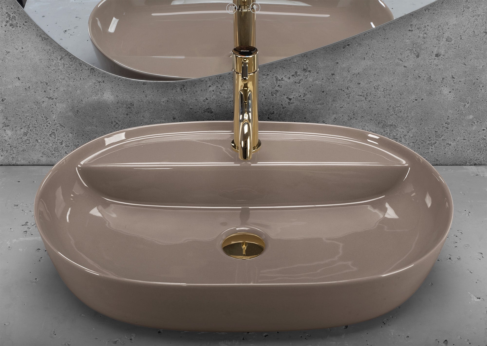 Umyvadlo na desku REA Aura 61 Beige Shiny  4