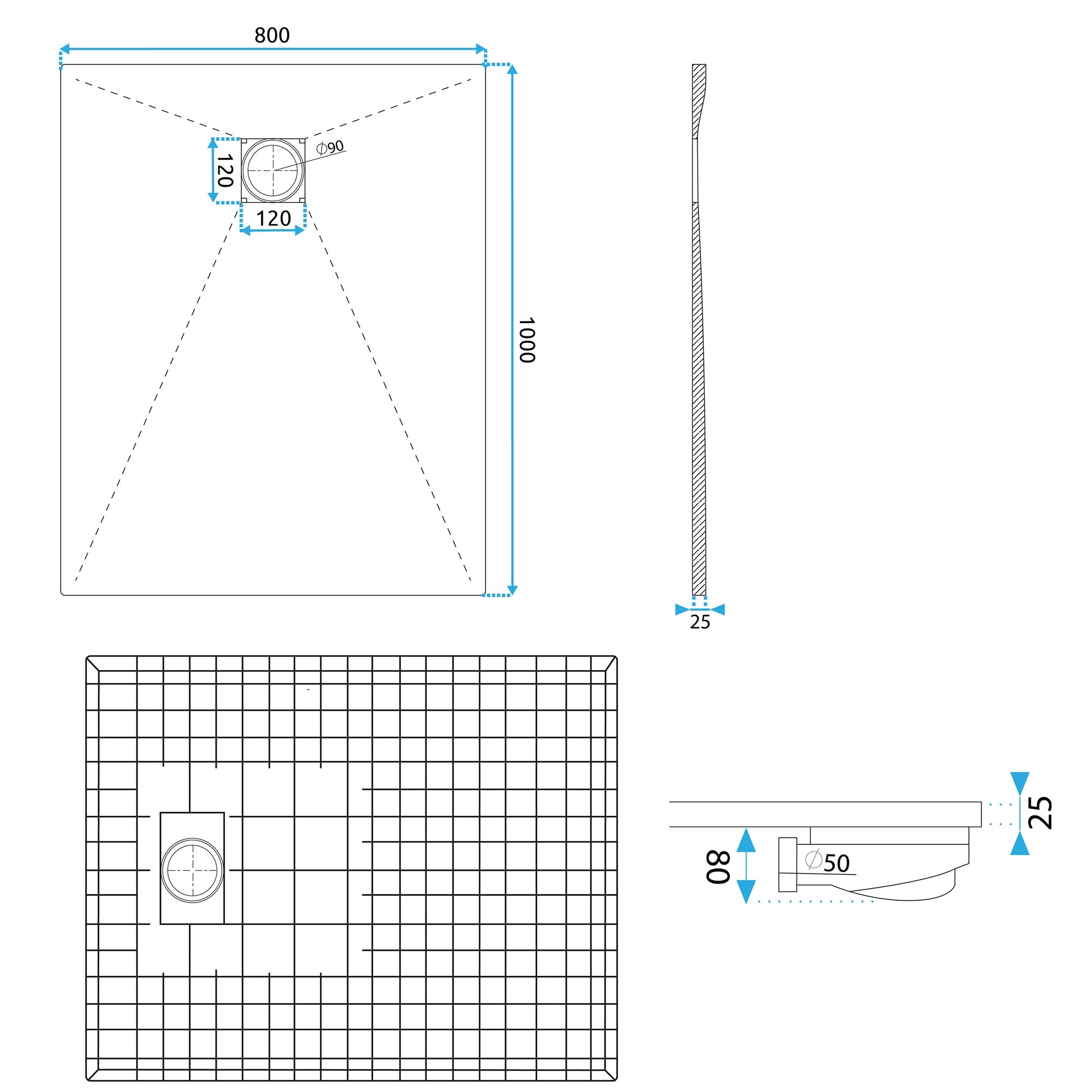 Sprchová vanička Magnum Black 100x80  9