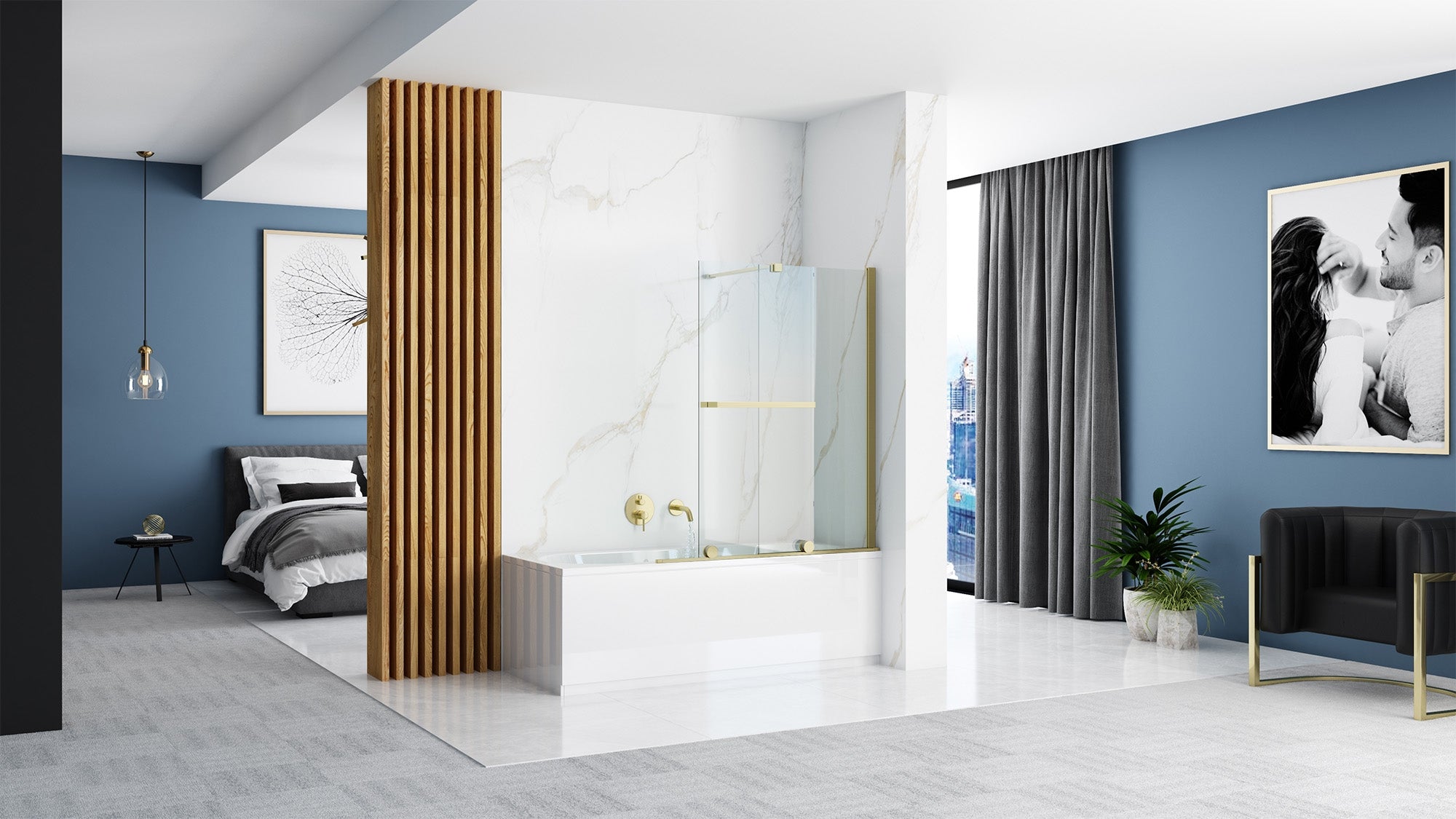 Paravan vanový Rea Fabian Gold Brush 100  5