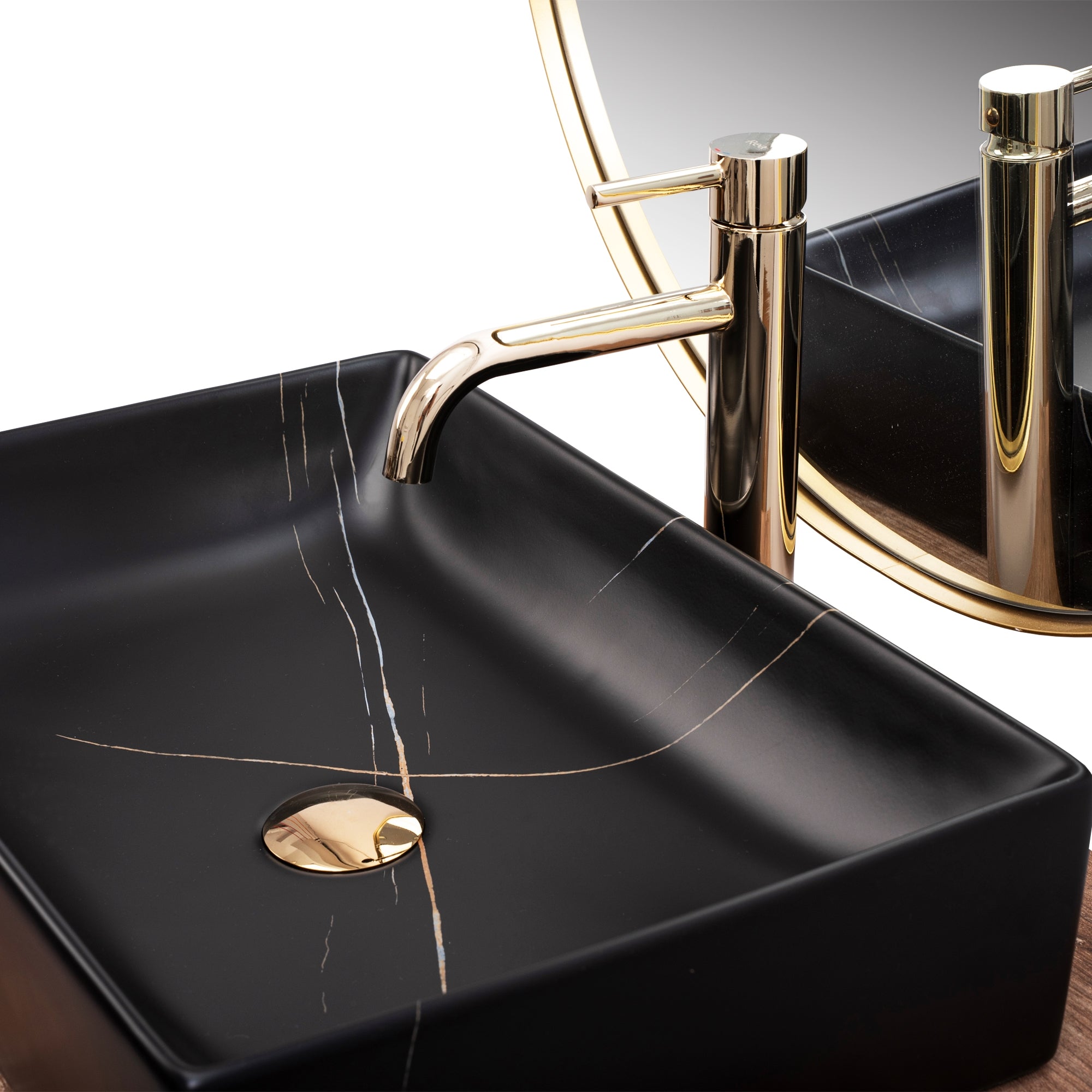 Umyvadlo na desku REA Inga Black Marble Mat  8