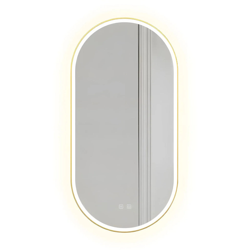 Zrcadlo LED OVL 50x100cm Brush Gold  1