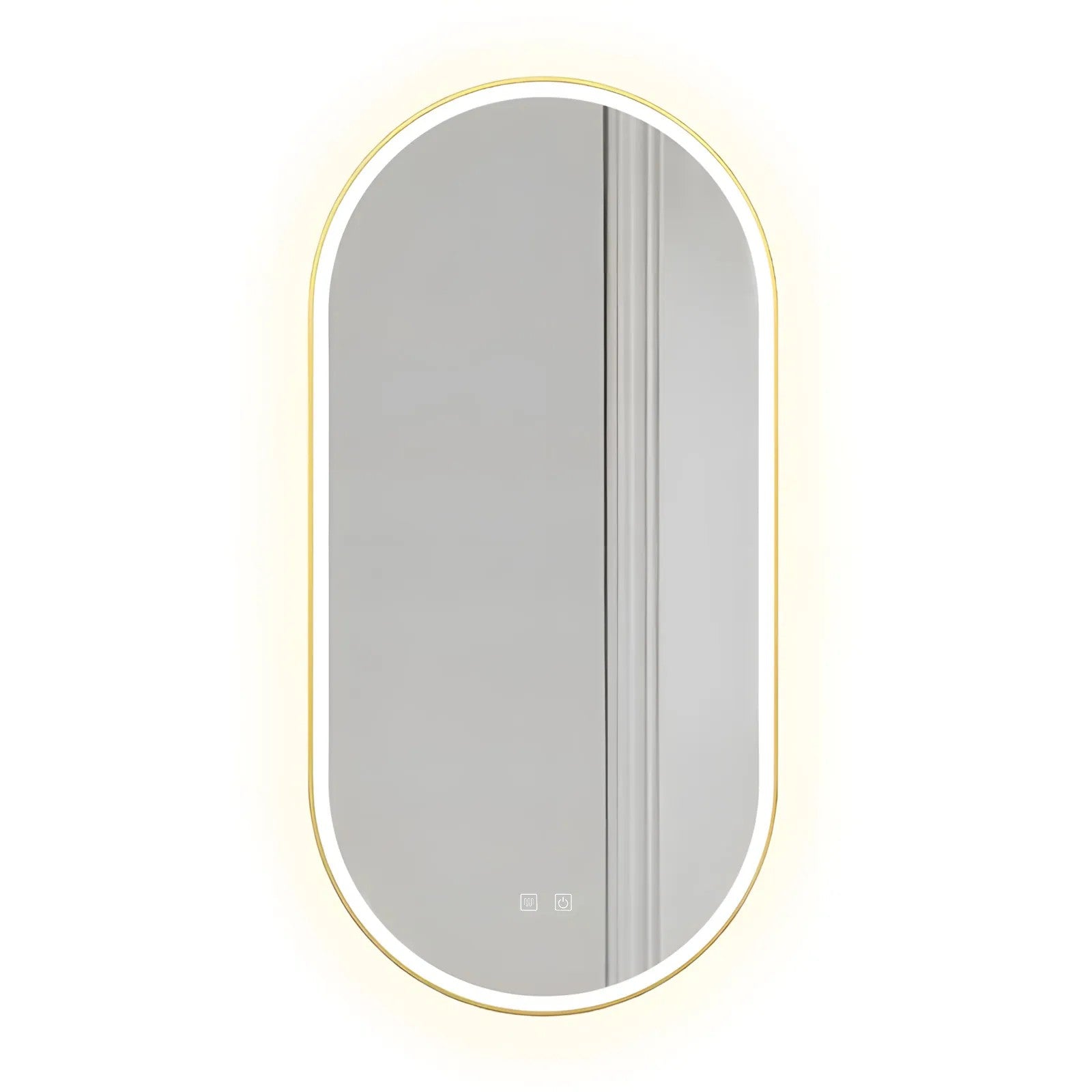 Zrcadlo LED OVL 50x100cm Brush Gold  1