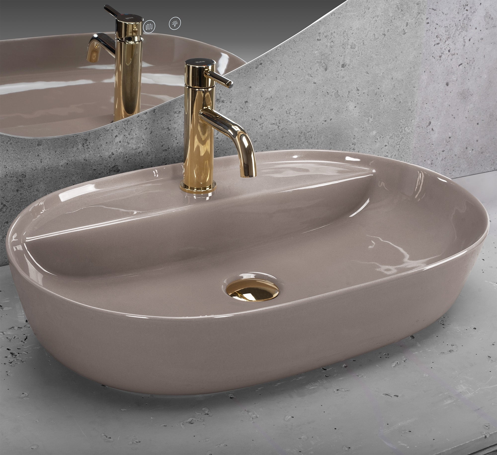 Umyvadlo na desku REA Aura 61 Beige Shiny  2