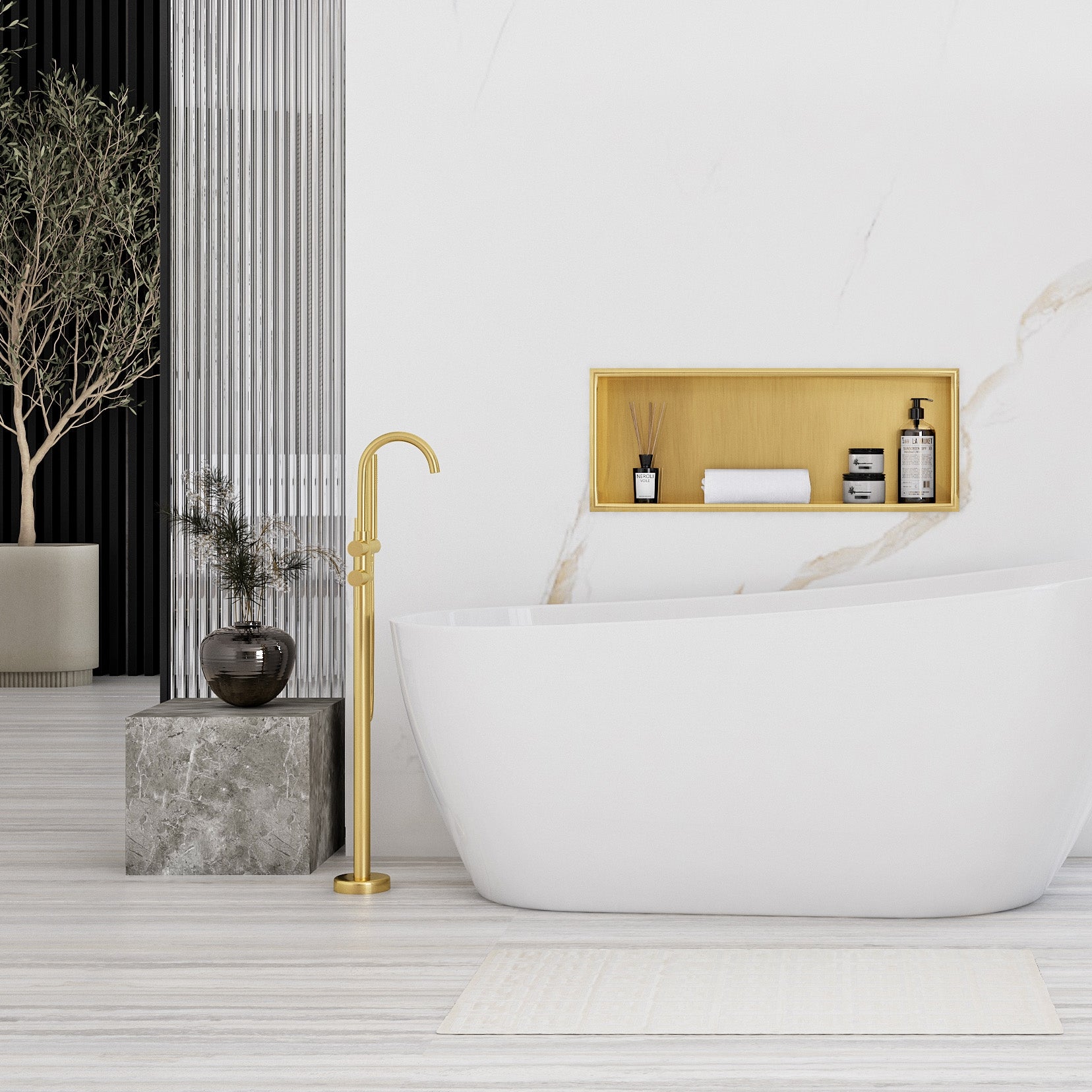 bathroom shelf 30x60 gold brush  6