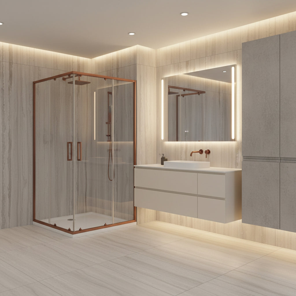 Sprchový kout REA City 80x100 Brush Copper Se sprchovou vaničkou Savoy 6