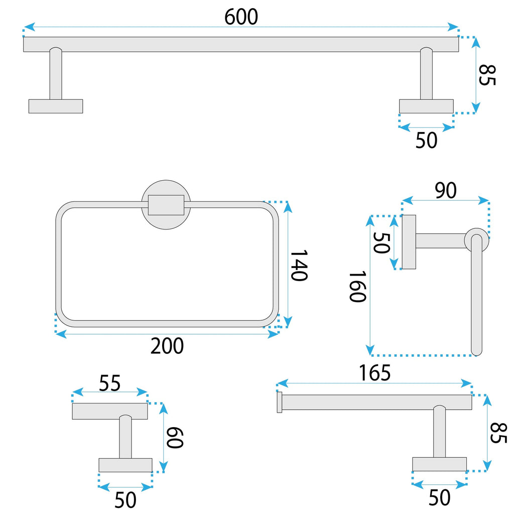 Sada koupelnových doplňků GRID Black 4 díly  8