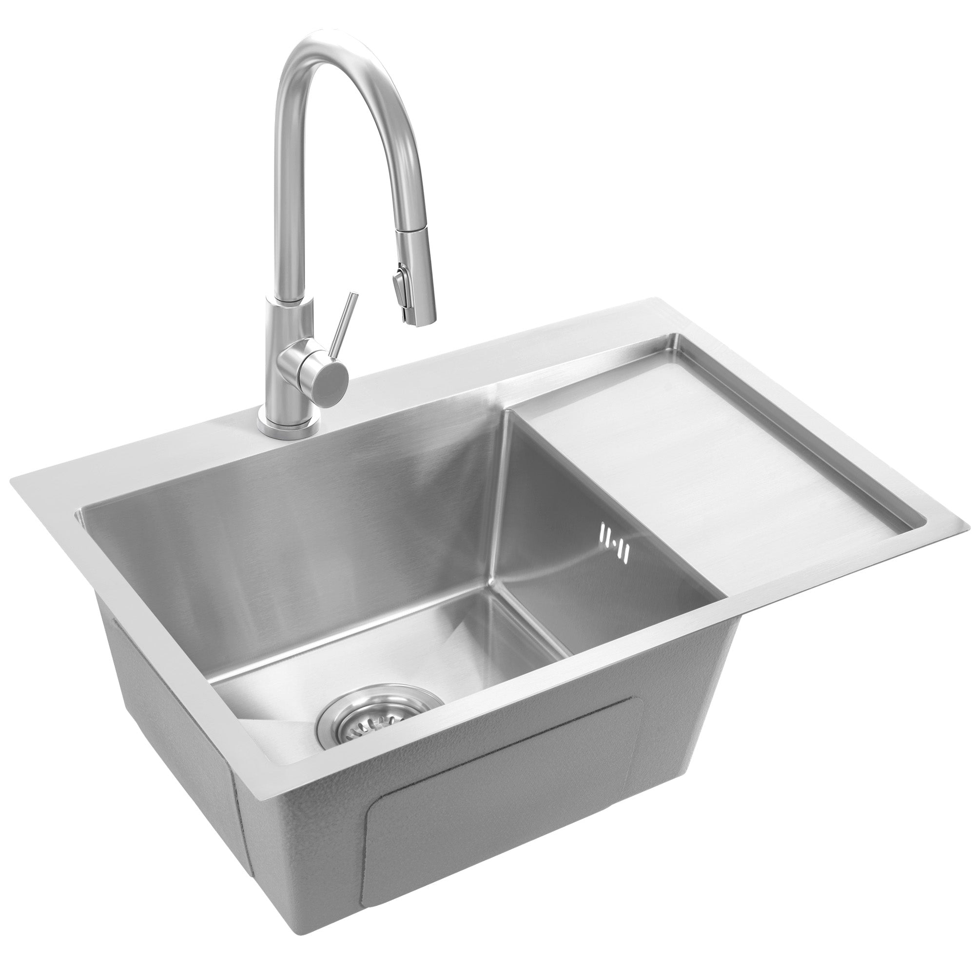 Ocelový dřez Fin BRUSH NICKEL bez kuchyňské baterie 5