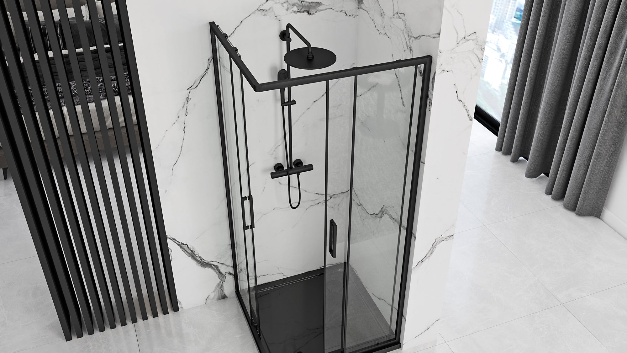 Sprchový kout REA PUNTO 80x80 - černý Se sprchovou vaničkou Savoy black 3