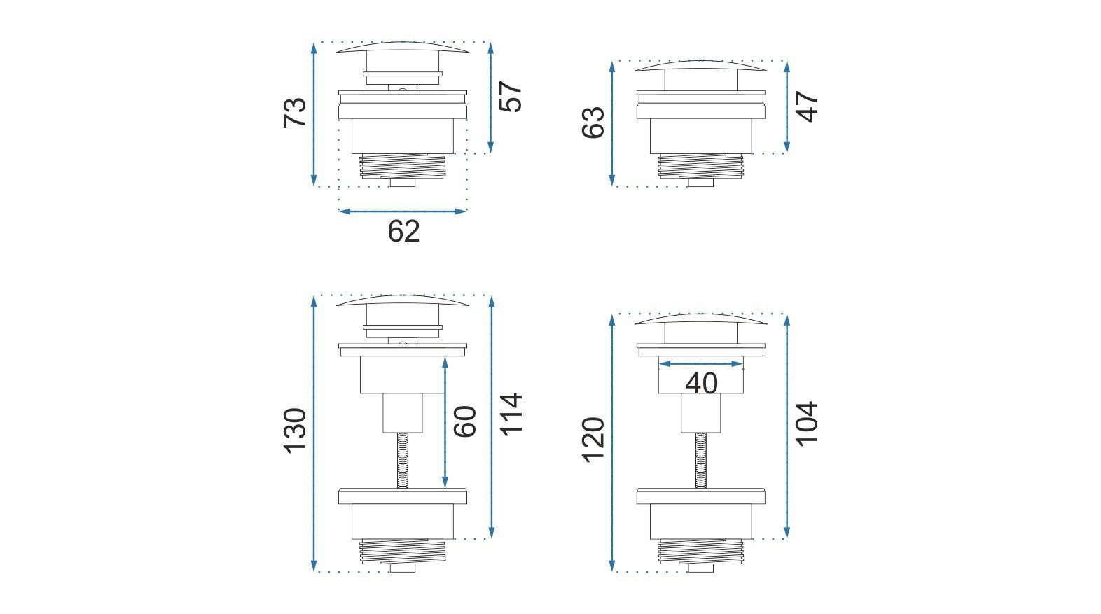 Univerzální umyvadlová výpusť REA Click-clack - BLACK METALIC  3