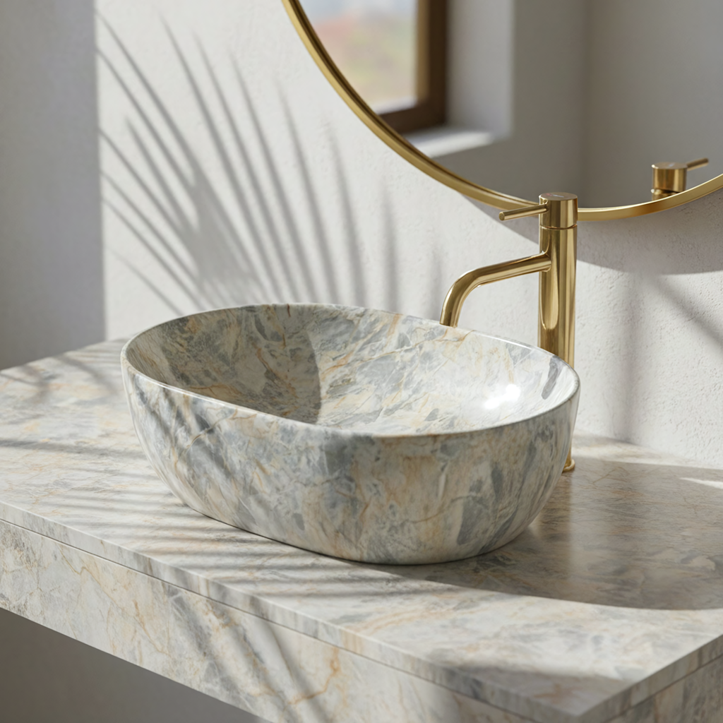 Umyvadlo na desku REA Amelia Ruststone 48  4