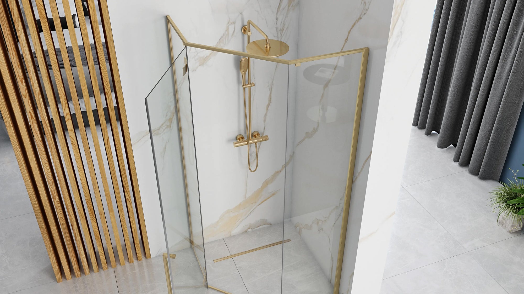Sprchový kout REA DIAMOND 100x100 BRUSH GOLD  5