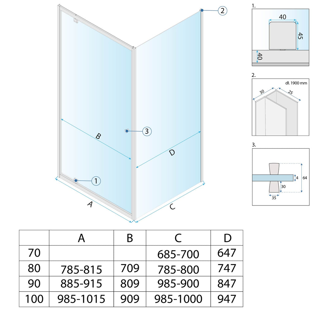 Sprchový kout Rea Primo Swing 90x70 Chrome  8