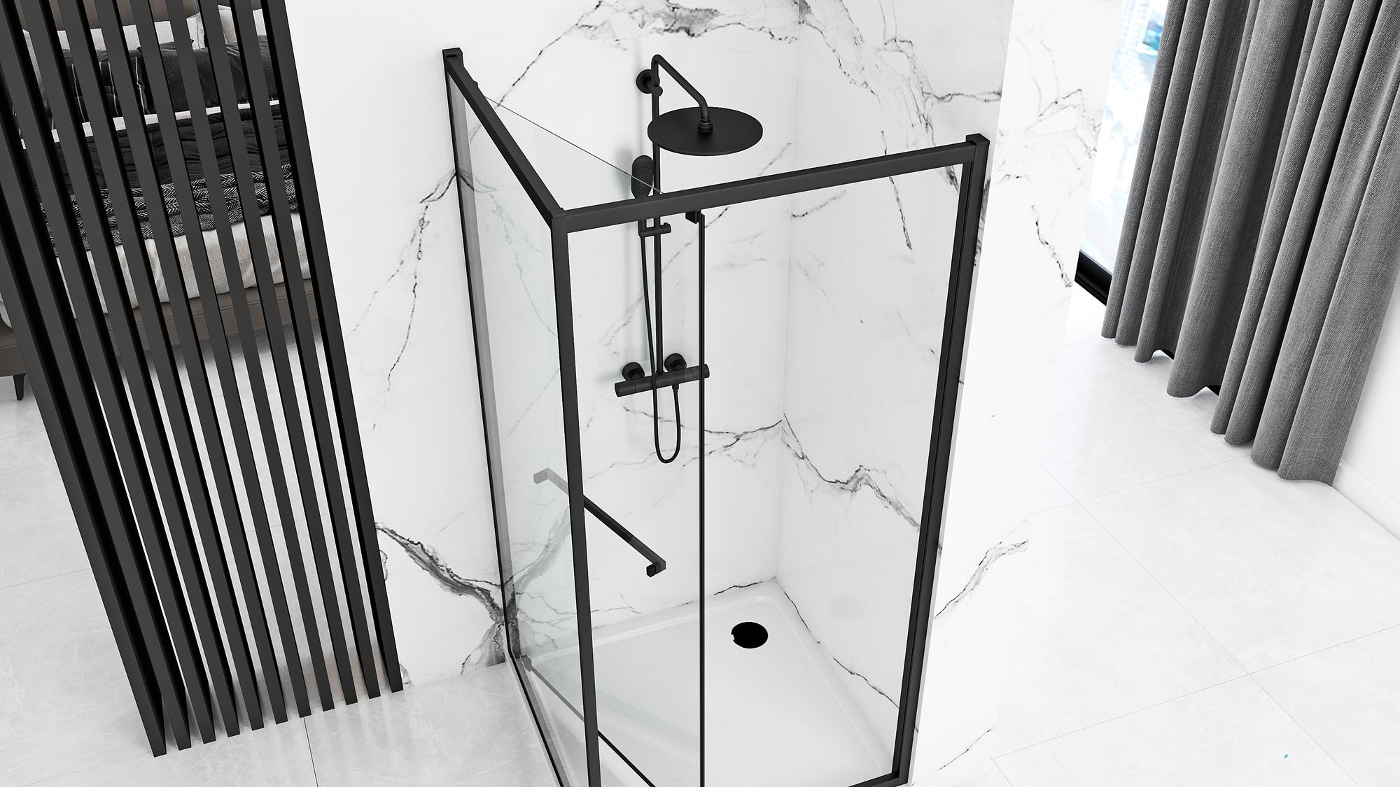 Sprchový kout Rea Space In ČERNÝ 80x100 Se sprchovou vaničkou Savoy black 3