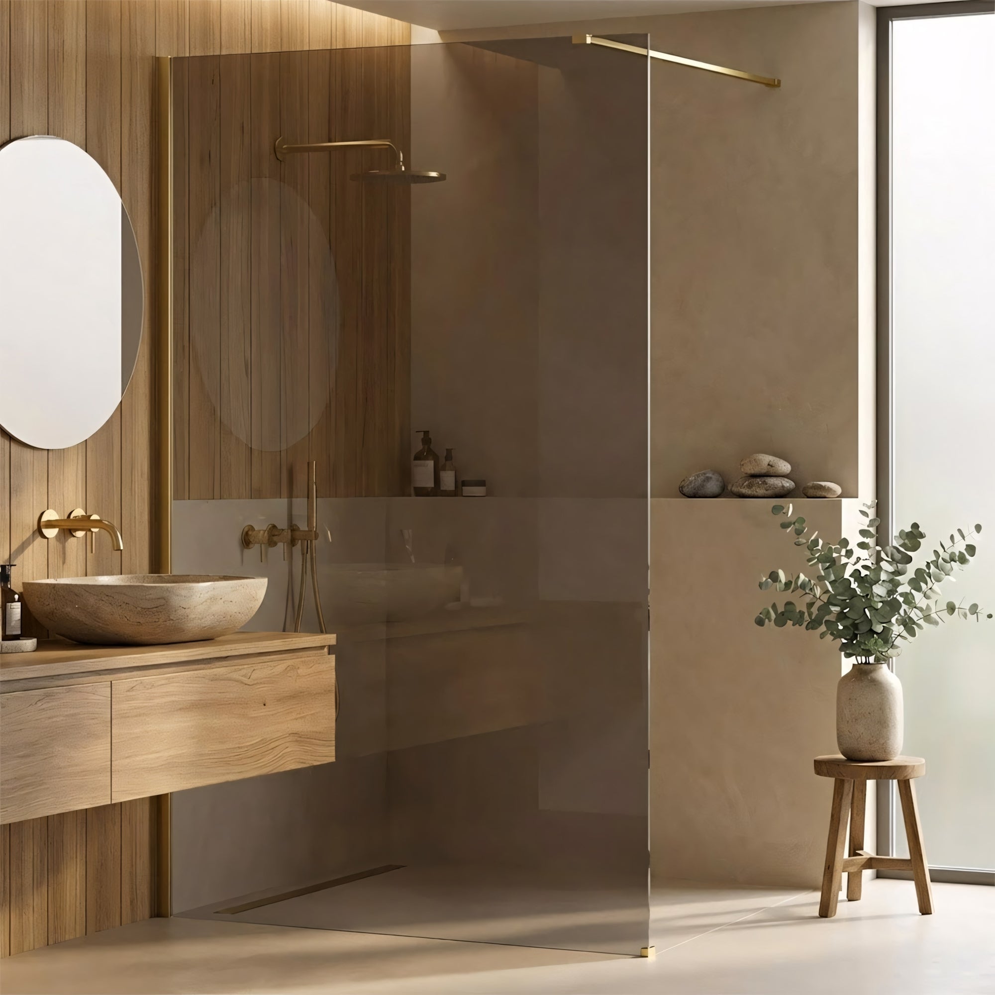 Sprchová zástěna Rea Flexi Brown / Brush Gold 130  10