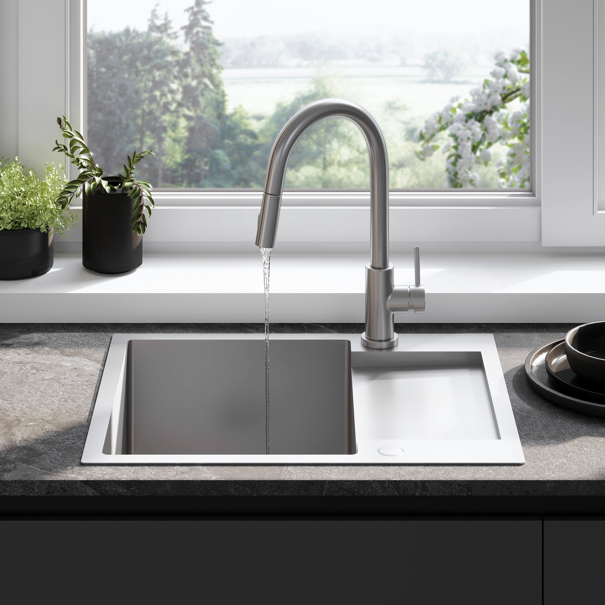 Ocelový dřez Paul BRUSH NICKEL bez kuchyňské baterie 3