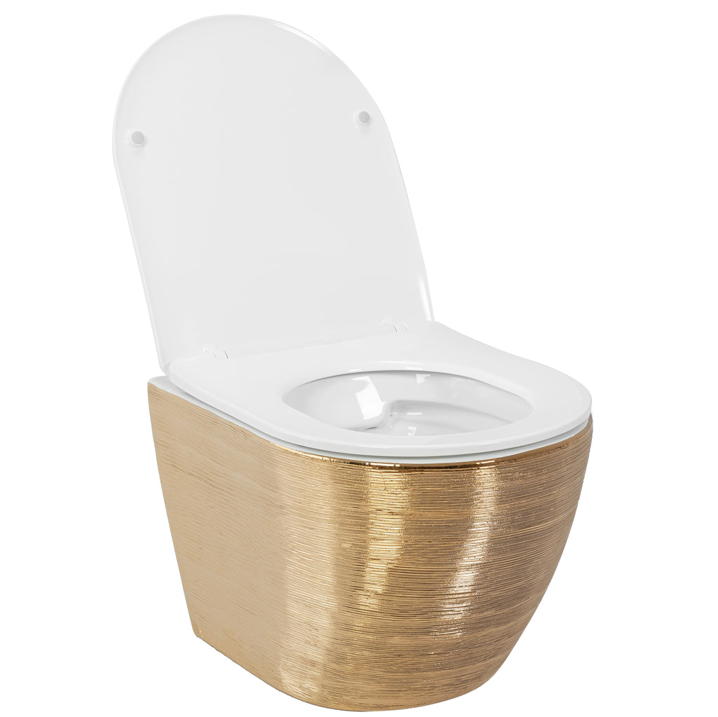 Závěsná WC mísa Carlo Flat - broušené zlato  4